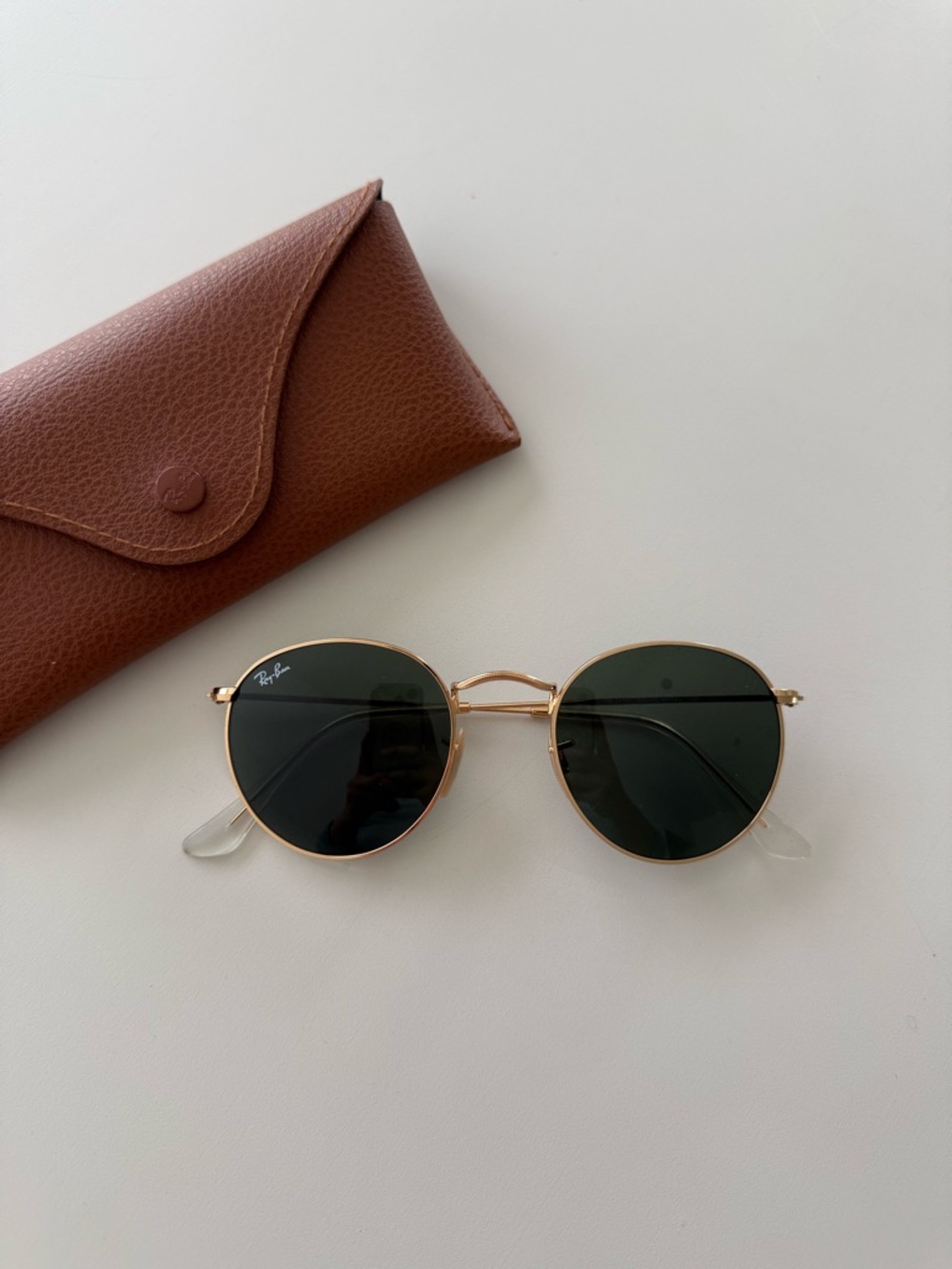 Ray-Ban Gold Frame Sunglasses with Dark Green Lenses